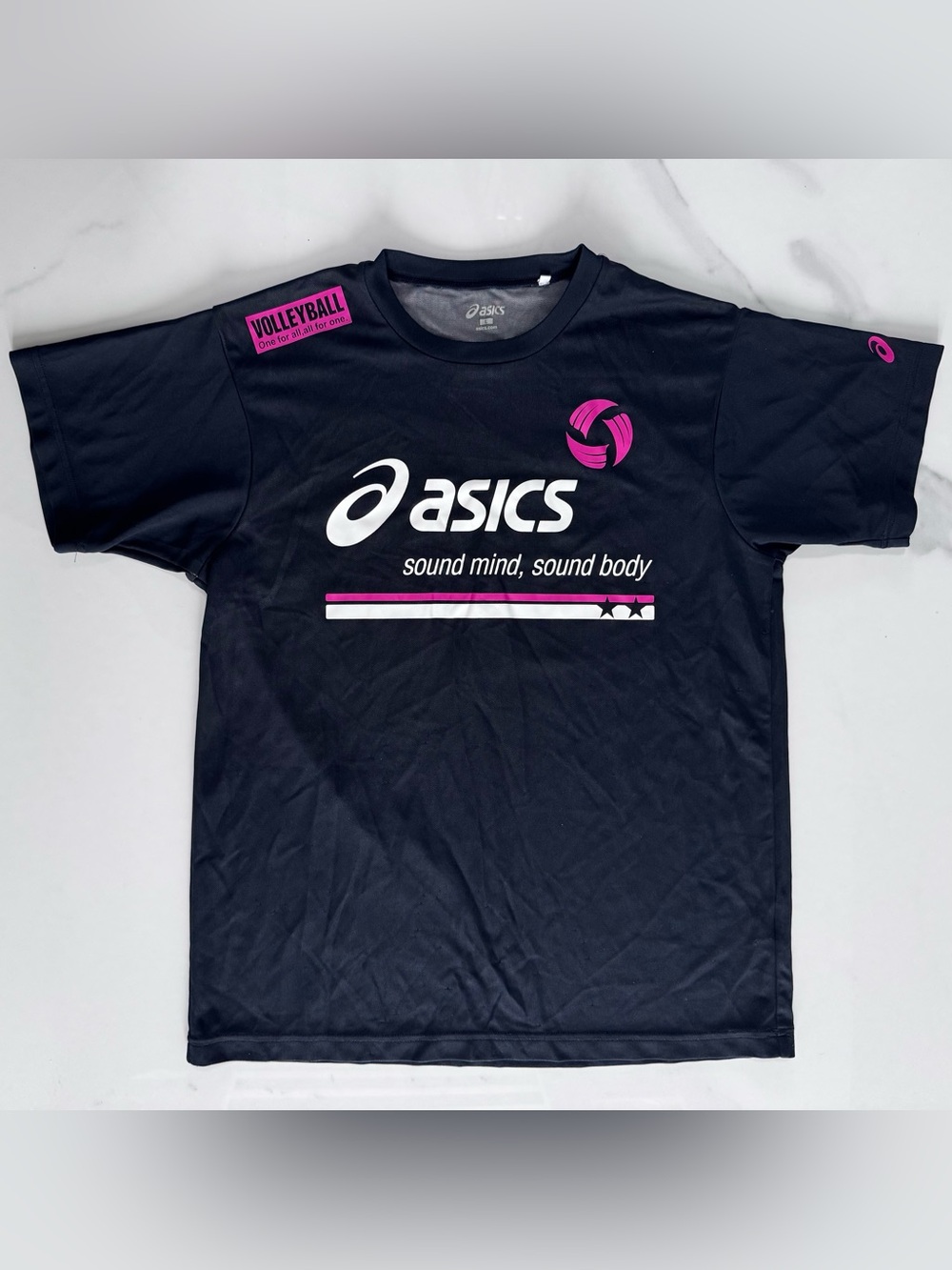 ASICS Volleyball Jersey Shirt Black & Pink Large Like New